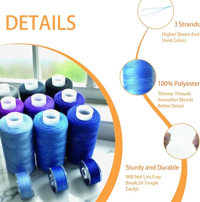 72Pcs Bobbins Sewing Threads Kit, 36 Colors Spools 360Yards per Polyester Thread, 36 Colors Prewound Bobbin with Case for Hand Machine Sewing