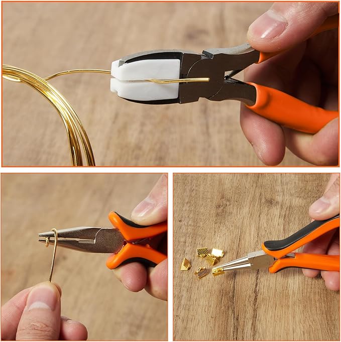 6PCS Jewelry Pliers Set with Acrylic Pallet, Needle Nose Pliers, Wire Cutters, Nylon Jaw Pliers etc. Jewelry Making Kit Tools for DIY Jewelry Repair, Wire Wrapping, Beading and Earring Crafts