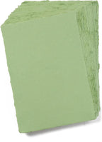 Wanderings Handmade Green Deckle Edge Blank Paper - 4x6 - Pack of 50 - Watercolour/Mixed Media Paper - Save The Date Invitations Greeting Cards Notes DIY Arts Crafts - Thick 150 GSM
