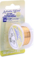 Artistic Wire 34 Gauge Tarnish Resistant Brass Craft Jewelry Wrapping Wire, Gold Color, 30 yd