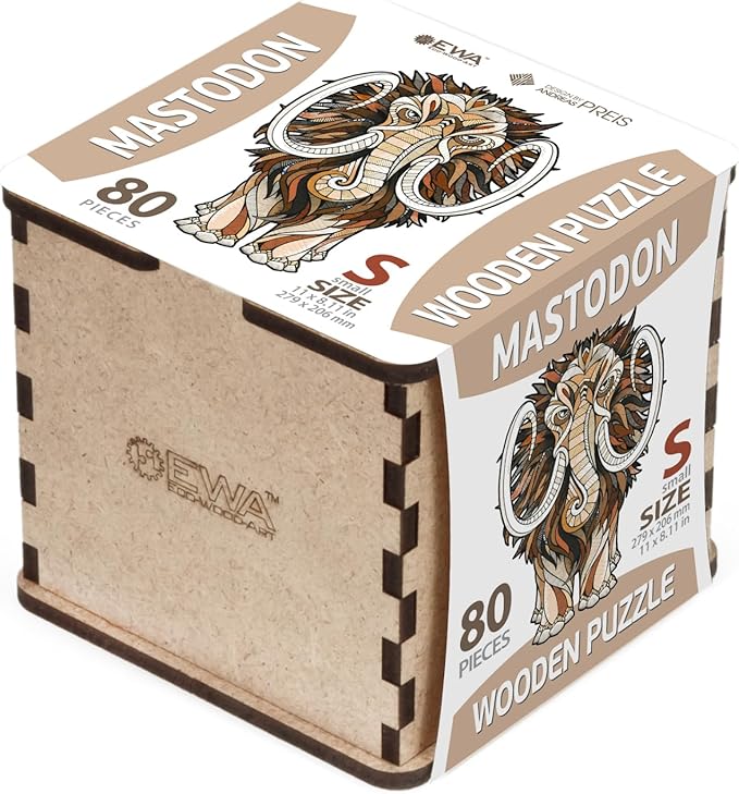 Mastodon S Wooden Puzzle for Adults - A 80-Piece Prehistoric Giant Ready to Adorn Your Living Space with Its Majestic Presence