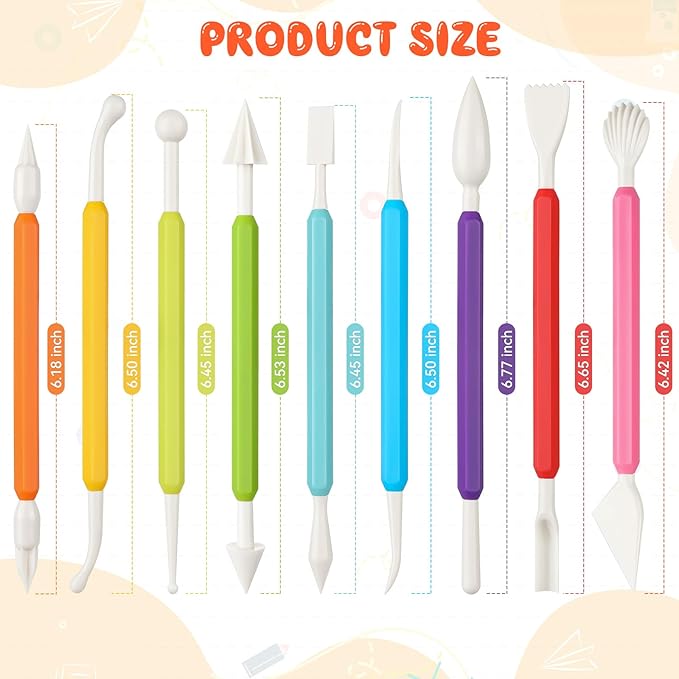 18PCS Clay Sculpting Tools, Double Head Air Dry Clay Carving Tools Kits for Kids and Adults, Sculpting Tools for Clay Sculpey, Modeling Clay Ideal, Air Dry Clay and Shaping