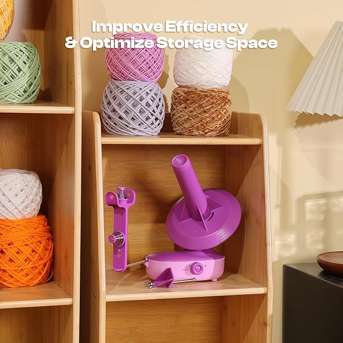 Caydo Electric Yarn Winder Pro, 10oz Large Automatic Ball Winder for Crocheting, Dual-Spring Strong Tension Stepless Speed Yarn Cake Roller Spinner, Ideal Present for Crochet Lovers(Purple)