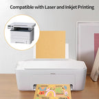 Kraft Printable Sticker Paper, 20 Sheets Brown Printable Sticker Paper, Laser/Inkjet Printing- Matte Ktaft, Letter Size (8.5" x 11")