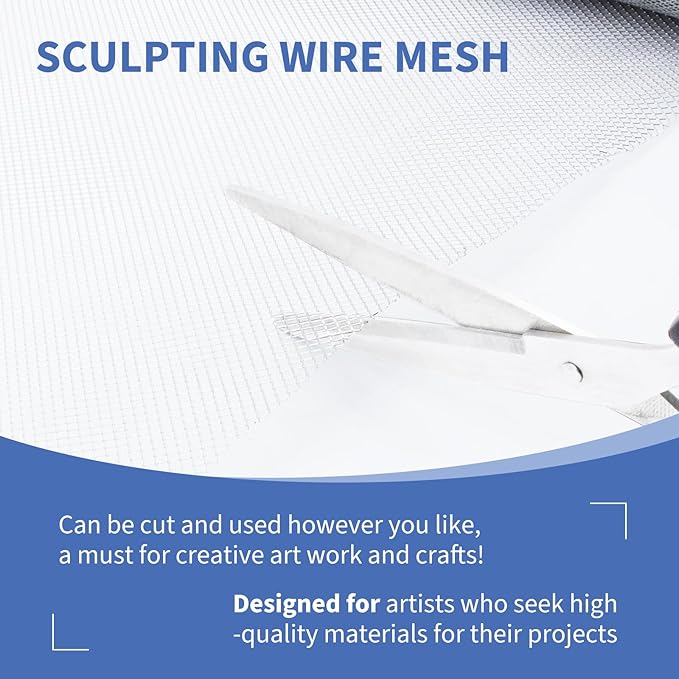 24 Inch by 10 Foot Sculpting Wire Mesh, Aluminum Wire Mesh for Arts and Craft,Sculpting Mesh Roll 24 Inch×10 Foot, Stainless Mesh Screen for Sculpting Clay DIY Projects Jewelry Making
