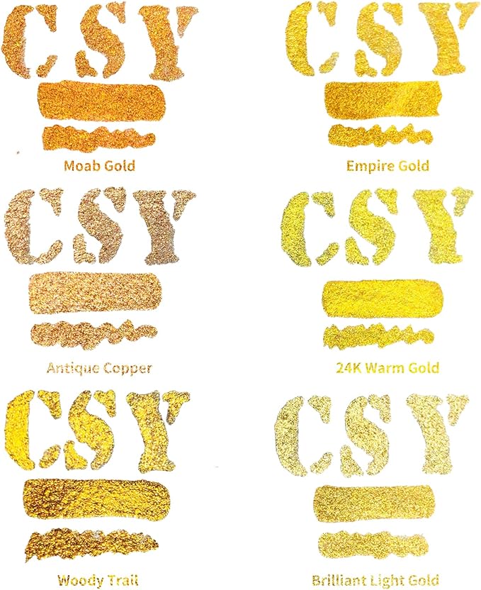 CSY art gallery Metallic Acrylic Paint Ink-Water Resistant Drawing Inks Set-24K Gold Alcohol Ink-Mica Paint for Resin, Rock,Markers Refill,Wood,Crafts (Fallen Leaves Starlight Set)