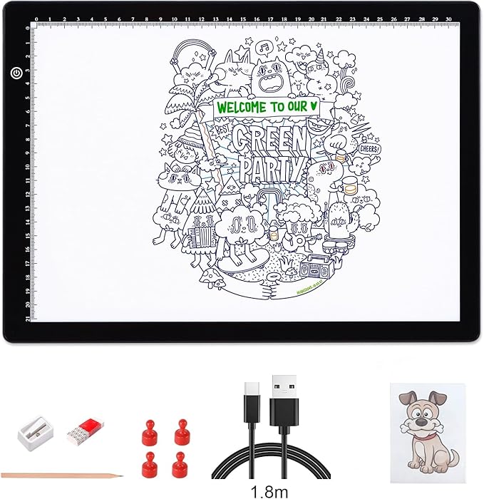 LUXJOYFUL A4 LED Tracing Light Box Board, Ultra-Thin Stepless Diamond Painting Light Board, Lightbox for Tracing and Drawing, Vinyl Weeding, Artist, Tattoo