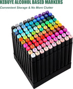 100 Colors Alcohol Markers Set, Dual Tips Blender Art Markers for Drawing Sketching Coloring Artist Pens and Underlining, Professional Permanent Sketch Marker for Kids Adult Coloring