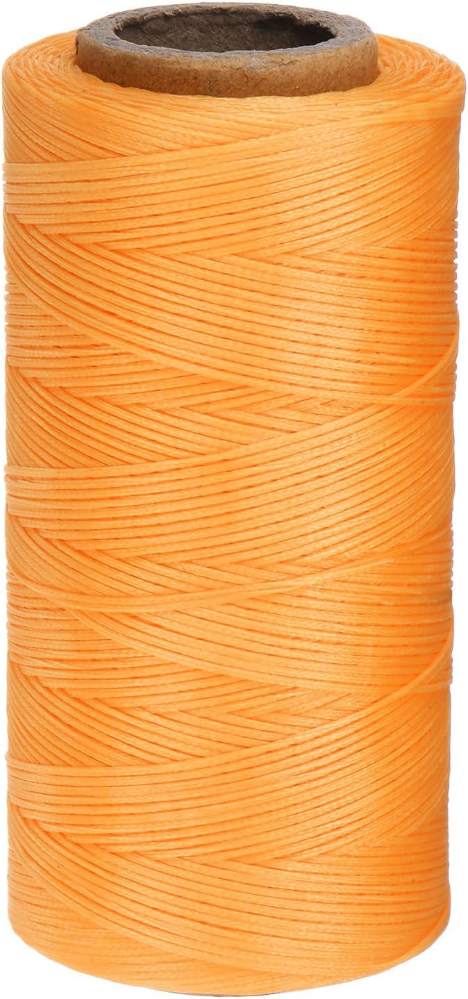 uxcell 150D 0.8mm Flat Waxed Thread 284 Yards Polyester Leather Sewing Waxed String Hand Stitching Waxed Cord for Leather Stitching Sewing Bookbinding DIY Craft Orange Yellow