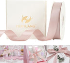 HUIHUANG Dusty Rose Satin Ribbon 1 inch x 50 Yards Double-Faced Polyester Dusty Rose Pink Ribbon for Gift Wrapping, Wedding Invitations, Hair, Bows Making, Floral Arrangement, Holiday Decor