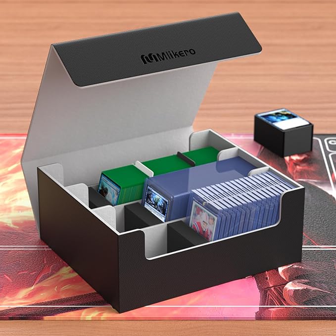 Mlikero Card Deck Case for Trading Cards 1800+, Trading Card Storage Box for Magnetic Card Holder and Hard Plastic Card Protectors, Leather Magnetic Closure Deck Box Fit for MTG, TCG