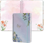 SIIXU Floral Spiral Notebook - A5 College Ruled Journal with 160 Colorful Pages for Poetry, Work Notes & Daily Writing, Blue, Hardcover