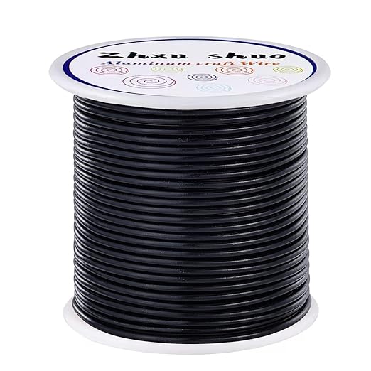 12 Gauge(2mm) Aluminum Wire 35 Yards Anodized Metal Wire for Bonsai Armature Crafting Sculpting Jewelry Craft Making Beading Floral (Black, 12 Gauge)