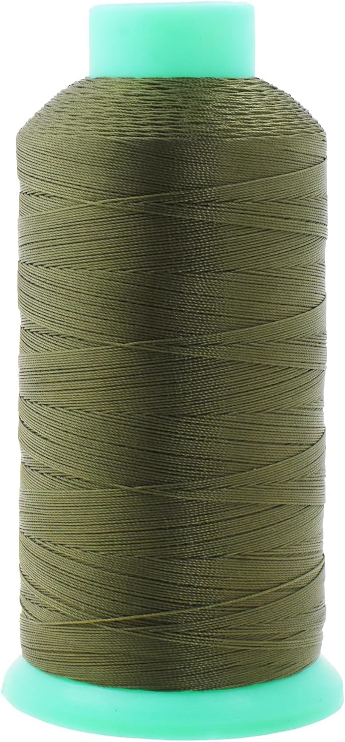Mandala Crafts Bonded Nylon Thread - Olive Drab Heavy Duty Sewing Threads - 1100 YDs Size 92 280D T90 Tex 90 for Leather, Jeans, Weaving, Outdoor, Marine, Upholstery