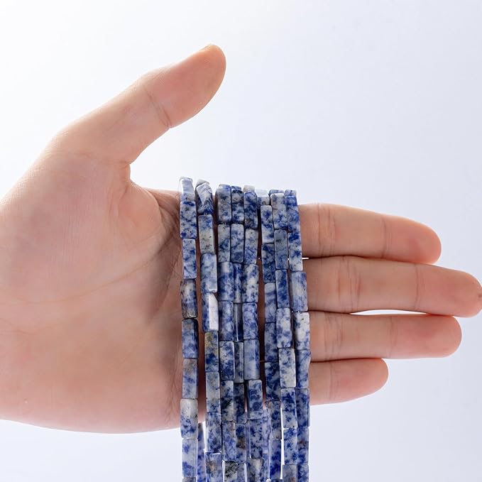 Natural Blue Sodalite Rectangle Tube Beads 4x13mm 38cm/str Loose Semi Gemstone Stone Beads for Making Bracelets Necklace Earrings