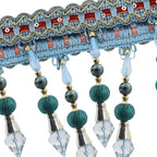 3yards Beading Fringe Trimming Long Beads Tassel Curtain Trim Ribbon Trim for Cover Edge Decorative (blue)