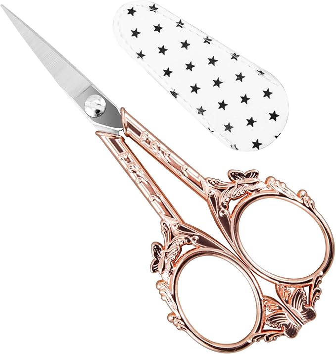 Rose Gold Crochet Scissors Kit with Cover - Comfortable Handles, Sharp Tips - Precision Scissors for Crafting, Sewing,embroidery