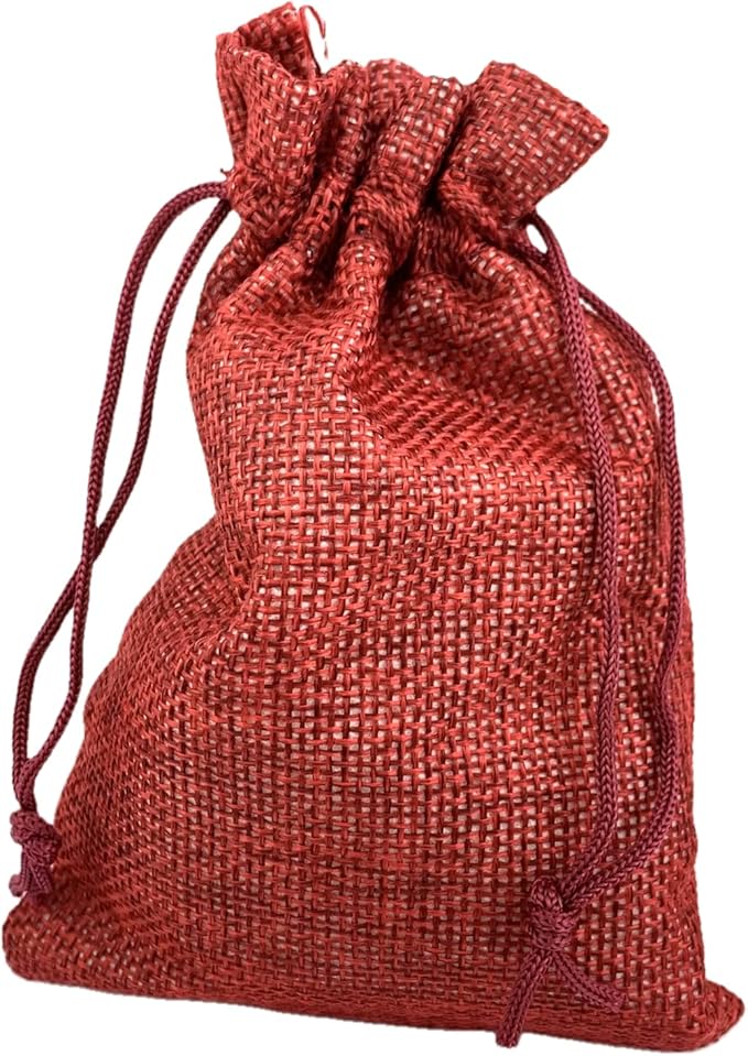 Palmhomee Pack of 25 Burlap Gift Bags with Drawstring Linen Jewelry Pouches Wedding Hessian Jute Bags for Birthday and Treat Pouches Party Wedding Favors Gift (4x5.6 Inch, Burgundy)
