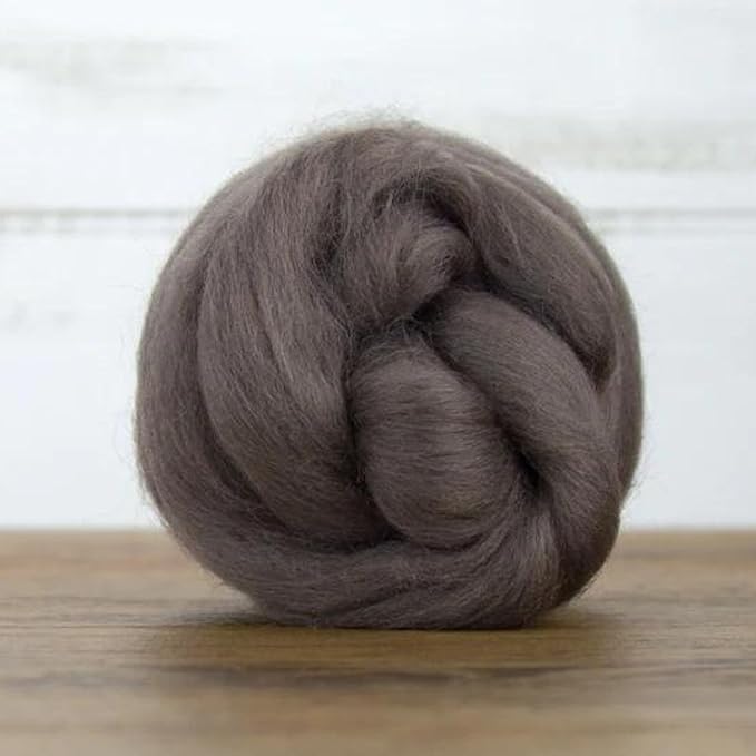Revolution Fibers Dyed Corriedale Wool | 8 Ounces of Premium Combed Wool Top | 26 Micron, 100% Pure Corriedale Wool Roving, Ethically Sourced (Pewter Gray)