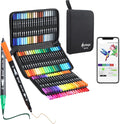 80 Colors Numbered Dual Tip Brush Pens with Free App, Fine and Brush Tips Pens for Adults and Kids, Coloring Markers for Coloring Book Bullet Journaling Note Taking Planner Hand Lettering