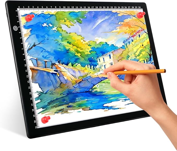 LUXJOYFUL A4 LED Tracing Light Box Board, Ultra-Thin Stepless Diamond Painting Light Board, Lightbox for Tracing and Drawing, Vinyl Weeding, Artist, Tattoo