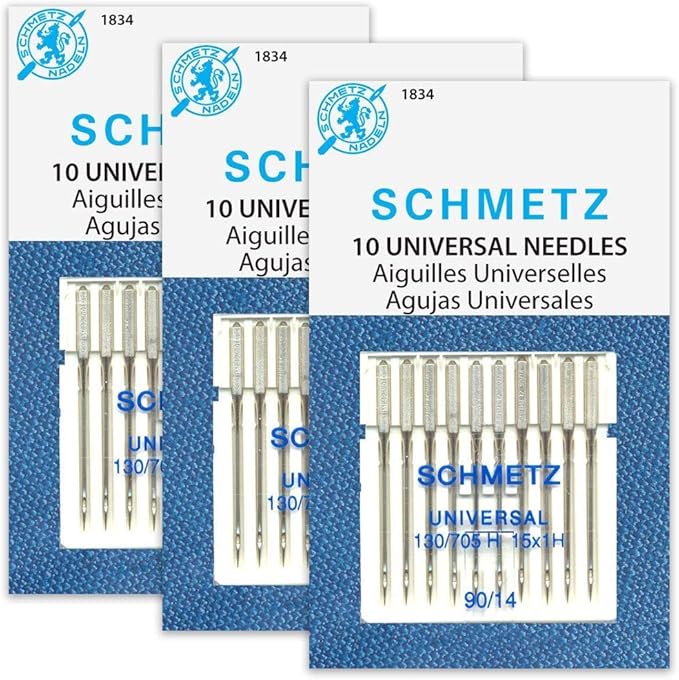SCHMETZ Universal (130/705 H) Household Sewing Machine Needles - Size 90/14-3 Cards - 30 Needles