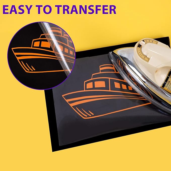 RENLITONG Orange Iron on Vinyl 12Inch by 50ft Roll HTV Heat Transfer Vinyl for T-Shirt HTV Rolls for All Cutter Machine - Easy to Cut & Weed for Heat Transfer Design
