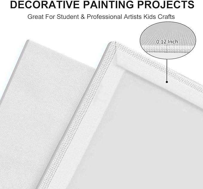 Canvas Panels 12x16 Inch 12-Pack, 10 oz Primed 100% Cotton Canvases for Painting, White Blank Flat Canvas Board for Oil Acrylics Watercolor Tempera Paints