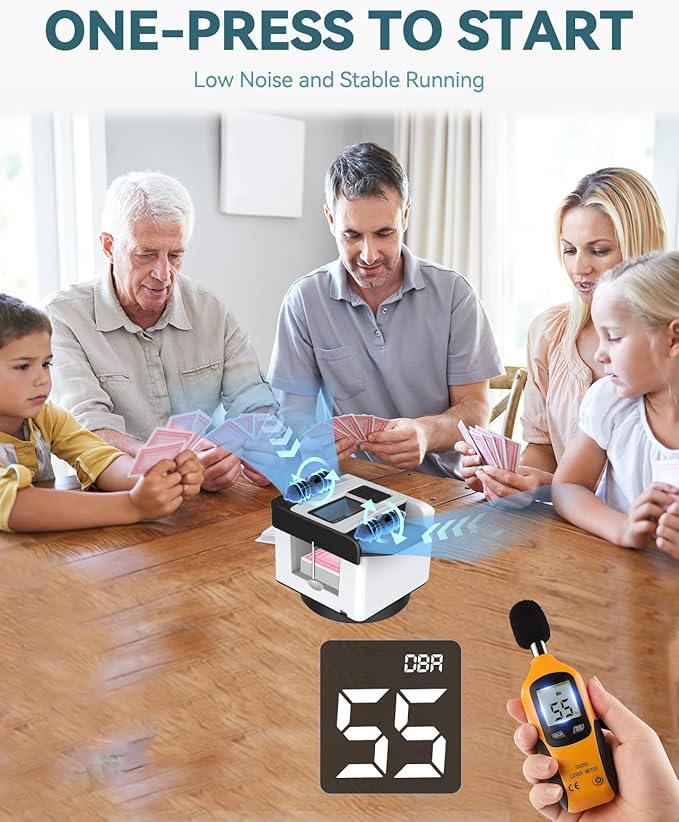 Automatic Card Shuffler and Dealer - 1-2 Decks Support 12 Players, 4 Drawing Remotes, Auto Post-Shuffle Deal, Consecutive/Random Dealing, for Poker, Blackjack, UNO, Phase 10, Five Crowns (White1)