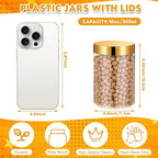 SATINIOR 12 Pack 10 oz Plastic Container Jars with Lids Round Clear Travel Cosmetic Container Slime Jars for Toiletries, Lotion, Cream, Ointments, Makeup, Rhinestone, Samples, Kitchen Storage(Gold)