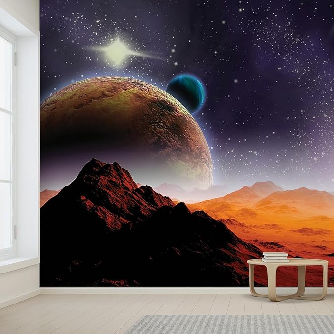 wall26 Peering into a Vibrantly Colored Space Wall Mural, Removable Sticker, Home Decor - 132x144 inches