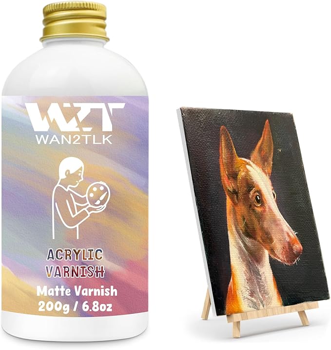 Acrylic Varnish, Professional Matte Varnish for Acrylic Painting, Seals and Protects Artworks, Non-Toxic, Art Acrylic Paint Sealer for Handmade Artists, Painter & Kids (200ml/Matte)
