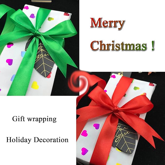 1 1/2 Inch Green Solid Satin Ribbon, 50 Yards Craft Fabric Ribbon for Gift Wrapping Floral Bouquets Wedding Party Decoration