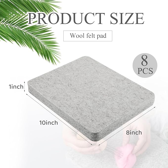 Amylove 4 Pcs Needle Felting Pad Needled Felting Mat Wool Supplies Thick Firm Base Woolen Block for Beginners Crochet Knitting Projects Kit Tool, Gray (8 x 10 x 1 Inch)