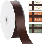 1 Inch Brown Ribbon, 50 Yards Craft Polyester Satin Ribbon Perfect for Gift Wrapping, Handmade Roses, Wedding Party Decorations and DIY Crafts