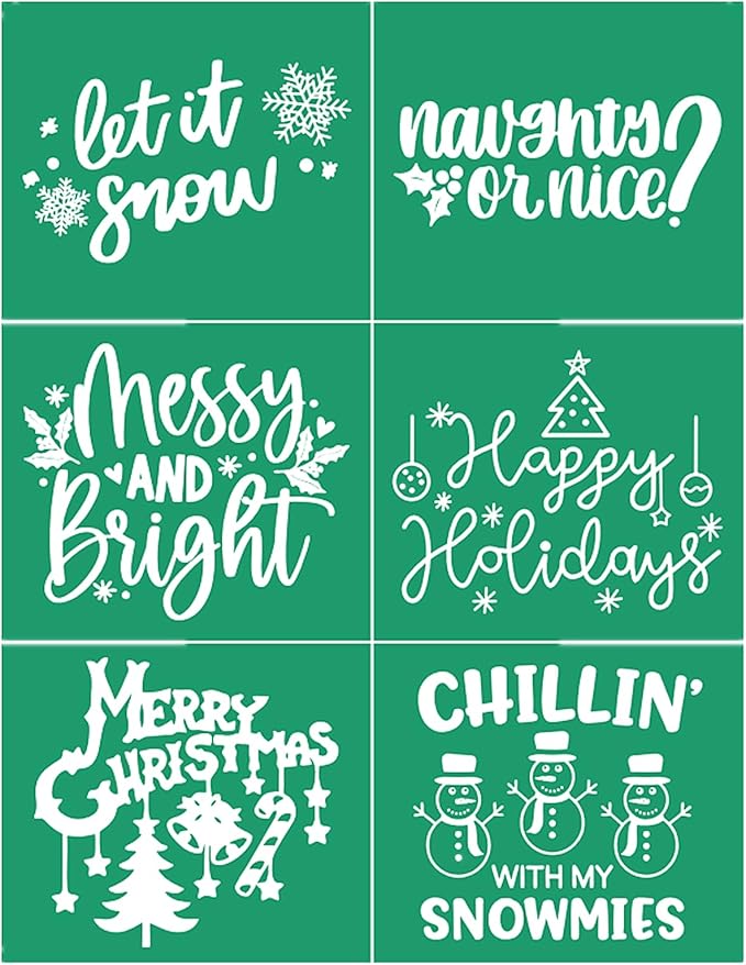 JAJADO Self Adhesive Silk Screen Stencils Let it Snow Merry Christmas Stencils Christmas Decor Sign Snowflakes Stencils for Wood, Tote Bag, Porch, Christmas Card, T-Shirt, Mug, Window, Towel