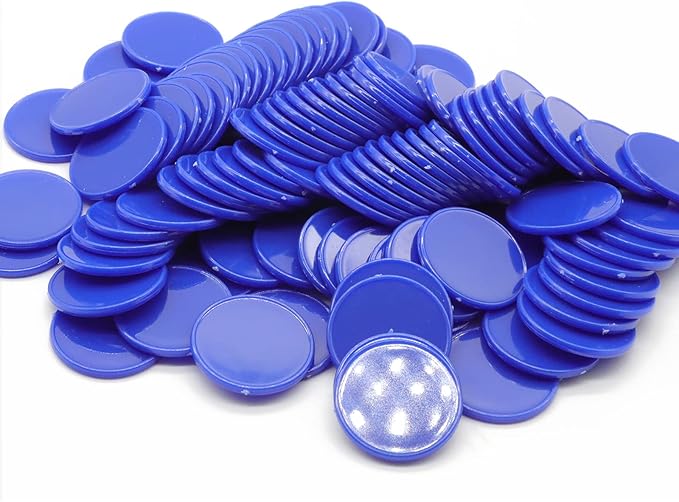 Set of 100 Opaque Plastic Learning Counters Mini Poker Chips Game Tokens with Storage Box (Blue, 1.26 Inch)