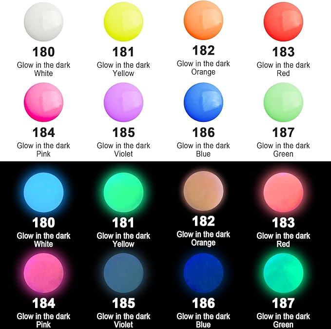 AUREUO Glow in the Dark Acrylic Paint, 8 Colors x 0.71 Fl Oz / 21ml Neon UV Black Light Paints for Easter Rocks, Wood, Craft, Canvas, Paint Party Supplies