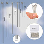 150pcs Silver Filled Ball Pins Non Tarnish Craft Earring Bracelet Jewelry Making Accessories Supplies (40mm (1.57in), Silver-Ball Pin)