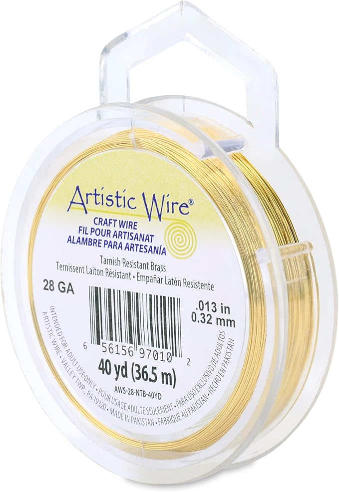Artistic Wire, 28 Gauge Tarnish Resistant Brass Craft Wire, 40 yd