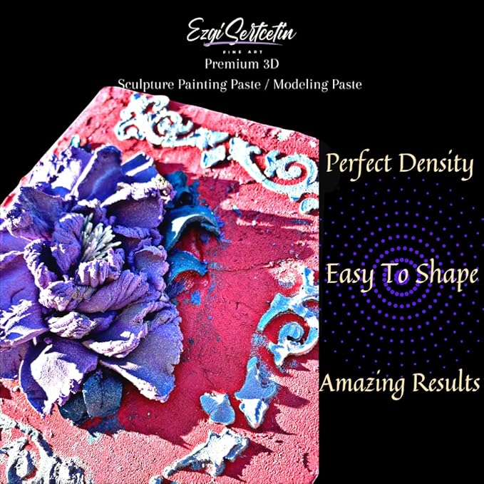 3D Sculpture Painting Paste|Texture Paste|Decorative Plaster|Ready to Use|Unique Colors|Ideal for Artwork|Stencil|Flowers|Texture|Art Relief| 6 oz (Metallic Pink)