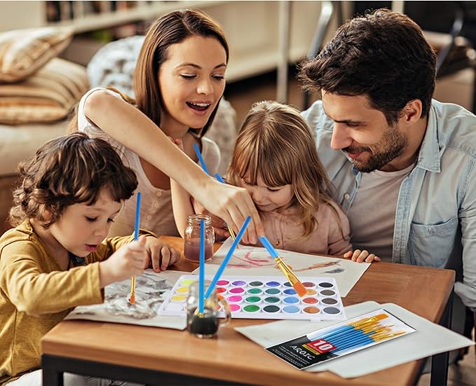 AROIC Watercolor Paint Set, 36-Color Watercolor Paint with 10 Brushes, Non-Toxic Washable Watercolors for Kids & Adults, Art Supplies for Painting, Drawing, DIY Crafts, School, Classroom, Artist Use