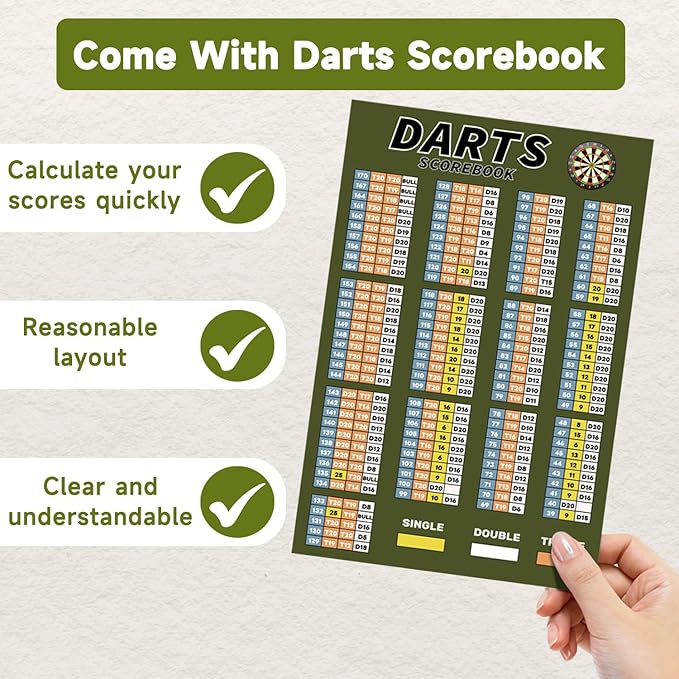 Darts Scoreboard - Dry Erase Dart Scoreboard for 301, 501 and Cricket Games - Come with Darts Scorebook & 2 Pens
