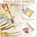 PATIKIL Gold Leaf Sheets for Art 3.7" x 3.4", 100 Pcs Gold Foil Sheet Metallic Leaf Papers for DIY Crafts Resin Furniture Nails Paintings Home Decoration, Pink
