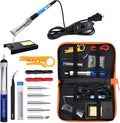 Soldering Iron Kit Electronics, 60W Adjustable Temperature Welding Tool, 5pcs Soldering Tips, Desoldering Pump, Soldering Iron Stand, Tweezers