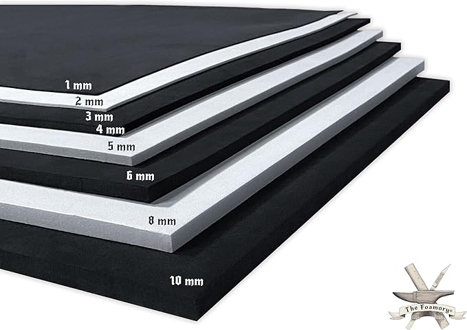Shape Retention EVA Cosplay Foam 3mm (1mm-10mm) 14x39 inch Black or White High Density EVA Foam Sheets. Premium 85 kg/m3 Heat Shape Material for DIY Convention or Halloween Costumes by The Foamory