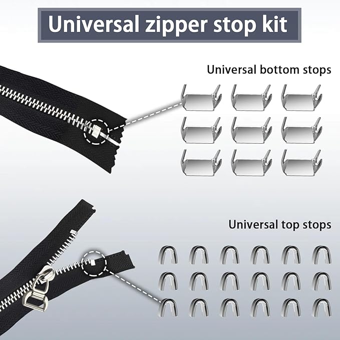 VICHERIA Zipper Repair Kit (45 Pcs), Universal Zippers for Sewing, Replacement Slider Pull Fix Kit for Jackets, Coat, Boot, Backpack, Purse (3#-B-9Pcs)