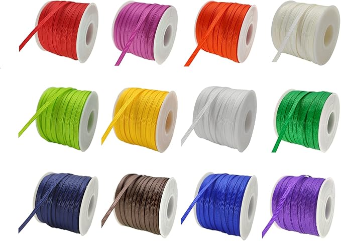 1/8" Grosgrain Ribbon - 720 Yards Assorted Colors - 3mm Fabric - DIY Crafts, Balloons, Florists, Showers (Pack of 12)