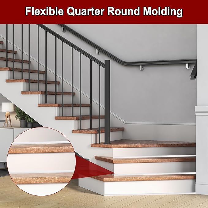 uxcell 197 Inch Flexible Quarter Round Molding Silicone Peel and Stick Trim Self Adhesive Shower Water Barrier for Corner Decor Bathroom Kitchen, White