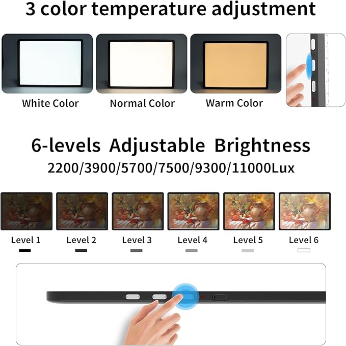 TOHETO A4 Light Board with Bag for Diamond Painting, Super Bright Magnetic Light Pad with Side Buttons, Lightbox for Tracing and Drawing, Corded Light Table for Sketching, Weeding Vinyl (Black)